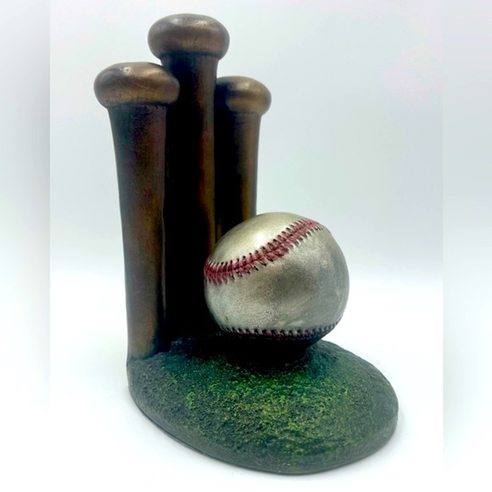 1997 Austin Sculpture:”Cutcone” Vintage Baseball & Bat Ceramic Sculpture Bookend